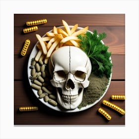 Skull On A Plate Canvas Print