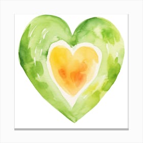 Watercolor Melon Heart Canvas Print