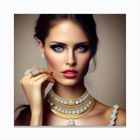 Beautiful Woman In Gold Jewelry Canvas Print