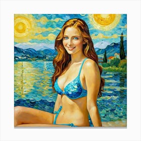 Girl In A Bikinithji Canvas Print