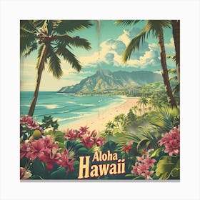 Vintage Aloha Hawaii Poster Canvas Print