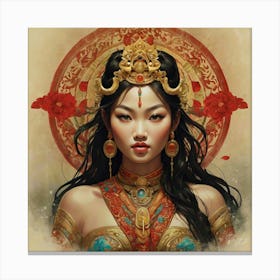 Chinese Woman The Magic of Watercolor: A Deep Dive into Undine, the Stunningly Beautiful Asian Goddess Canvas Print