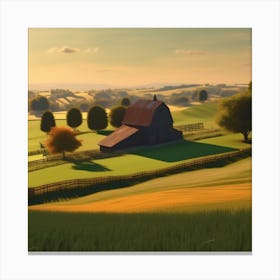 Farm At Sunset Canvas Print