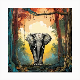 Elephant In The Forest Canvas Print