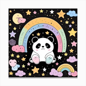 Rainbow Panda kawaii Canvas Print