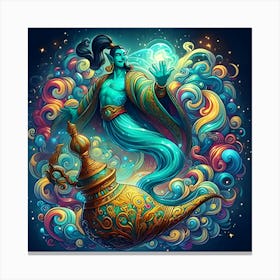 A Colorful Genie Coming Out Of A Bottle 3 Canvas Print