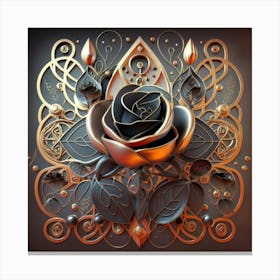 Stylized and intricate geometric black rose 7 Canvas Print