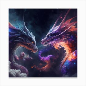 Two Dragons In Space 2 Canvas Print