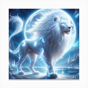 Lion In The Moonlight Canvas Print