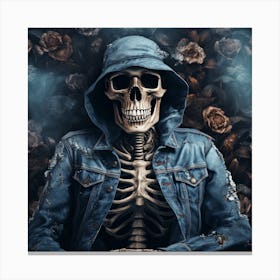 Skeleton With Roses Canvas Print