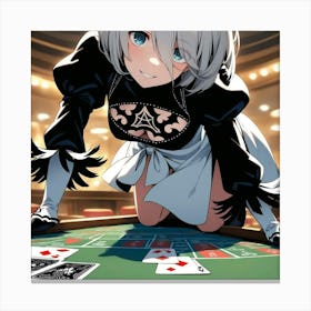 Girl Playing Poker Canvas Print