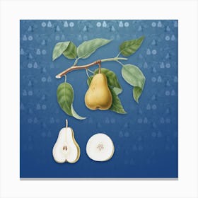 Vintage Pear Botanical on Bahama Blue Pattern Canvas Print