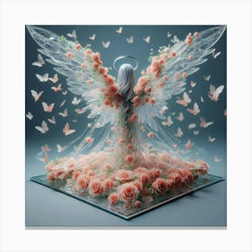 Angel With Roses Canvas Print