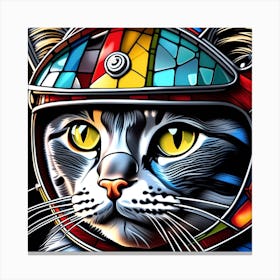 Cat, Pop Art 3D stained glass cat race car driver limited edition 43/60 Canvas Print