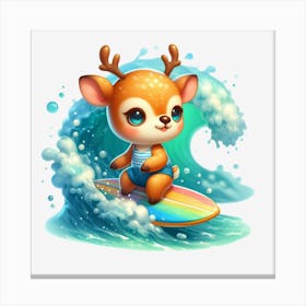 Deer Surfboard Canvas Print