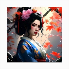 Japan Traditional Geisha Illustration By Ad 160 Canvas Print