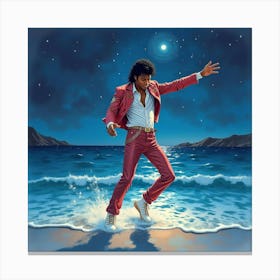 Michael Jackson Dancing In A Watercolor Starlit Ocean 1 Canvas Print