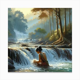 Waterfall In The Forest Canvas Print