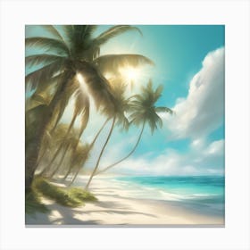 Palm Trees On The Beach Canvas Print