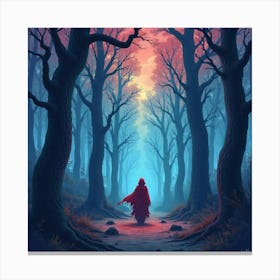 Soul In A Vibrant Watercolor Haunted Forest 1 Canvas Print