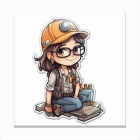 Girl With Glasses And Hat Canvas Print