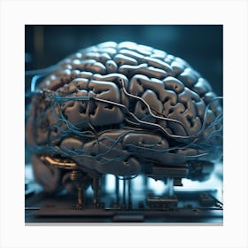 Brain On A Computer 7 Canvas Print