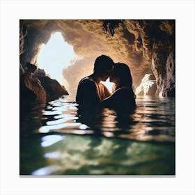 Couple Kissing In A Cave 1 Canvas Print