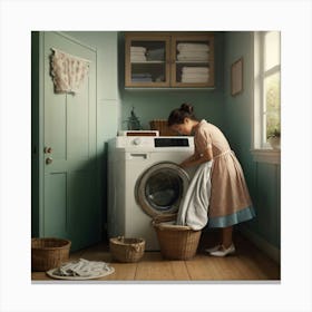 Woman Doing Laundry Canvas Print