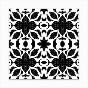 Black And White Floral Pattern Canvas Print