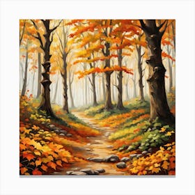 Forest In Autumn In Minimalist Style Square Composition 225 Canvas Print