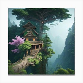 One Tree On The Top Of The Mountain Towering 1 Canvas Print