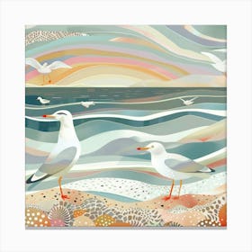 Seagulls At The Beach Canvas Print