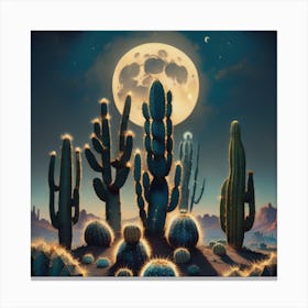 Moonlit Cacti Canvas Print