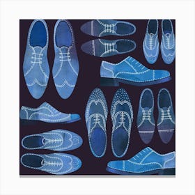 Blue Brogue Shoes Dark Canvas Print