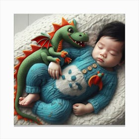 Baby Sleeping With Dragon Canvas Print