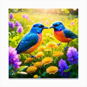 Birds In The Meadow 1 Canvas Print