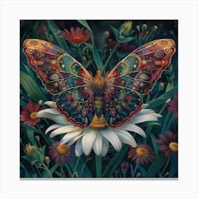 Butterfly On Daisy Canvas Print