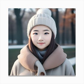 Asian Girl In Winter Canvas Print