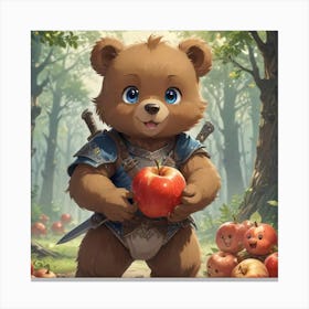 Teddy Bear With Apples Canvas Print