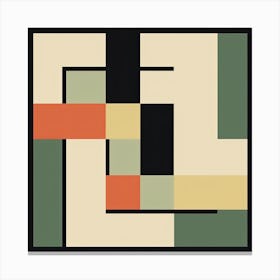 Green Squares Geometric Minimalism Canvas Print