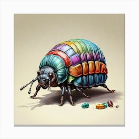 Colorful Insect Illustration Pill Bug Art Print 1 Canvas Print