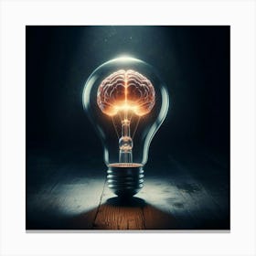 Light Bulb With Brain Canvas Print