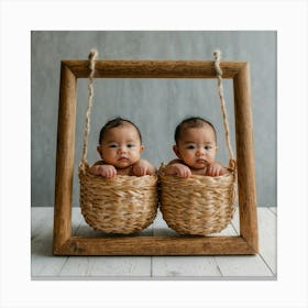 Twins In Baskets Canvas Print