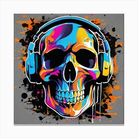 Skull With Headphones 8 Canvas Print