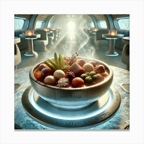 A Futuristic Dish Called Kuiper Forge Stew, Serv Canvas Print