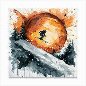 Skier In The Sun Canvas Print