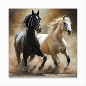 Two Horses Running Canvas Print