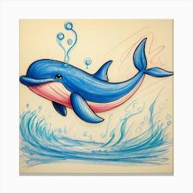 Dolphin Drawing 14 Canvas Print