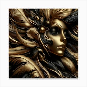 Gold Feathered Woman Canvas Print