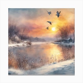 Winter Landscape Painting Canvas Print